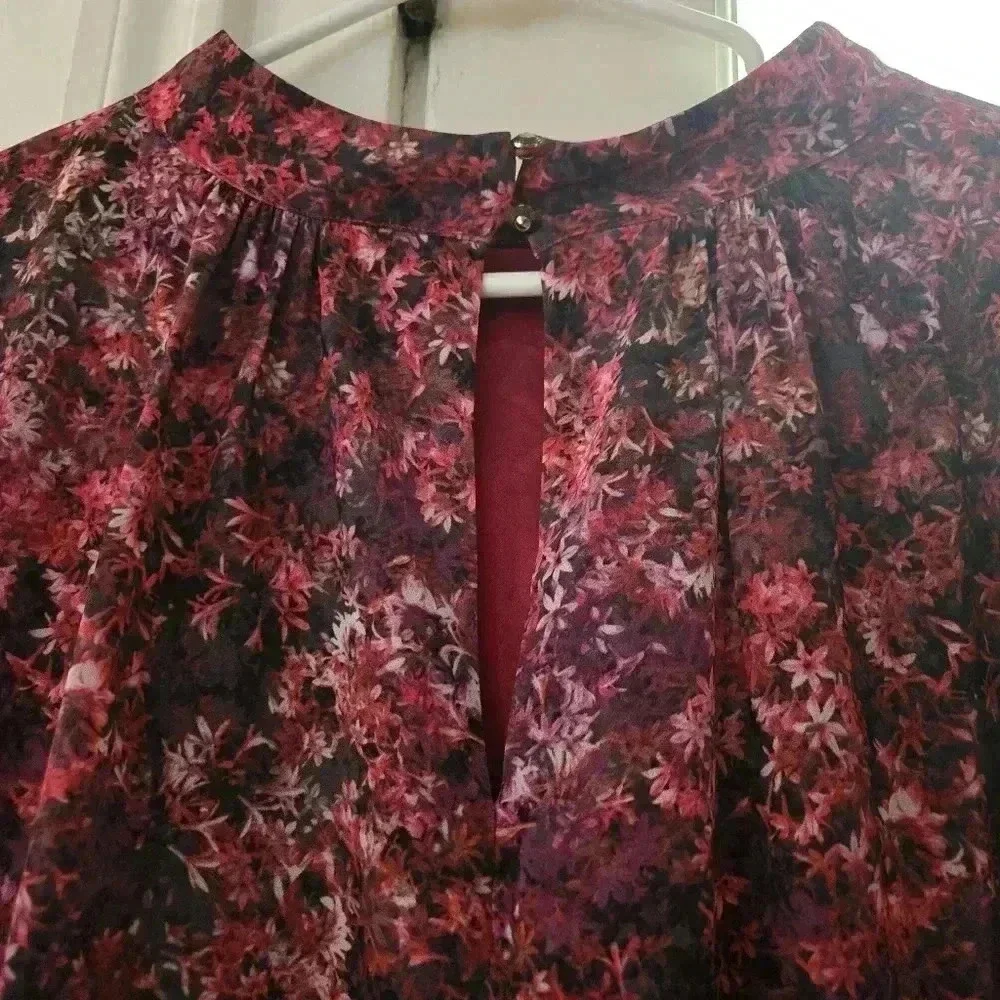 Mark + James Badgley Mischka Long Sleeve Trapeze Dress - Pink Multi Size 14 - Picture 7 of 12